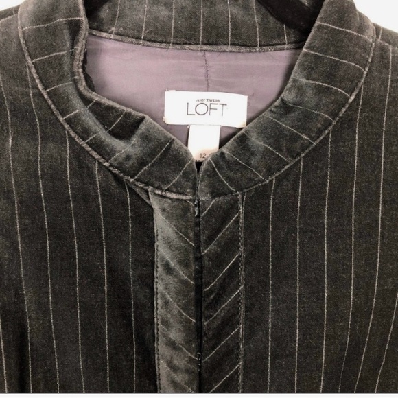Ann Taylor Loft Velvet Gray/silver shimmer jacket Sz 12 - Picture 15 of 16
